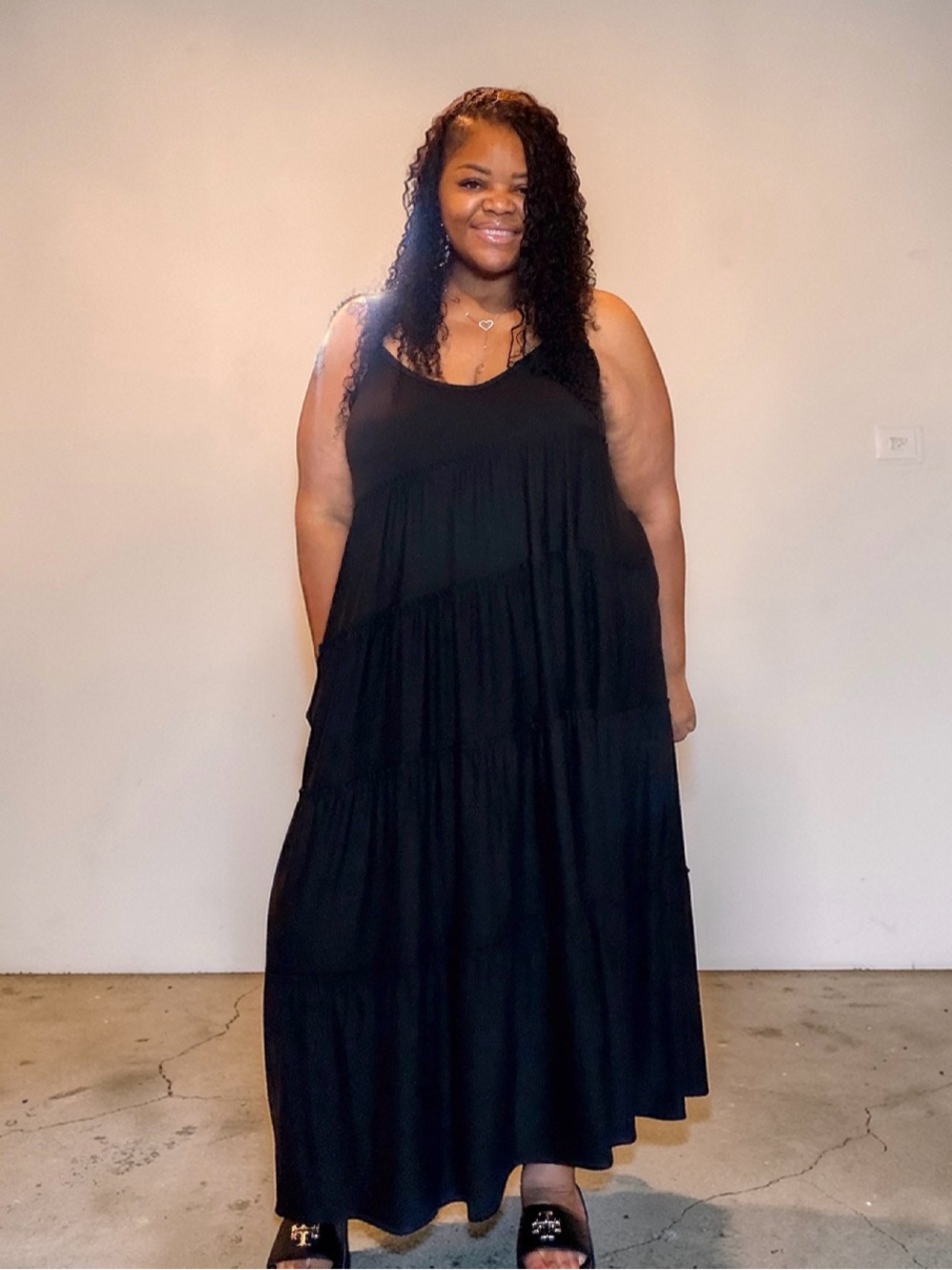Zenana Plus Size Black Tiered Maxi Dress - Picture 2 of 2